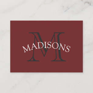 Klassiskt monogram Grått Red med Arc Text Visitkort