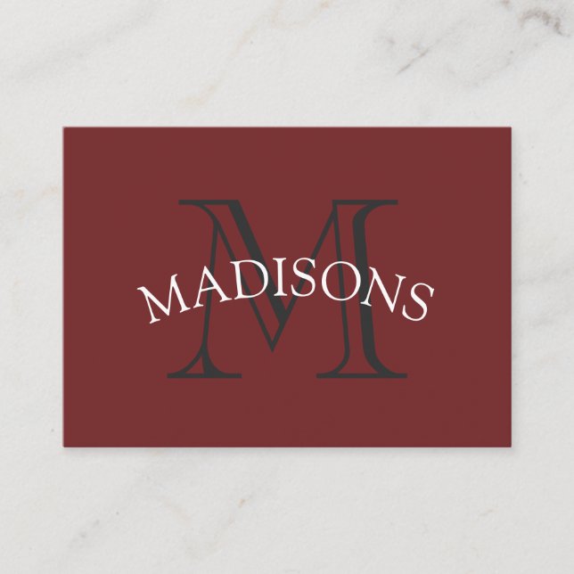 Klassiskt monogram Grått Red med Arc Text Visitkort (Framsida)