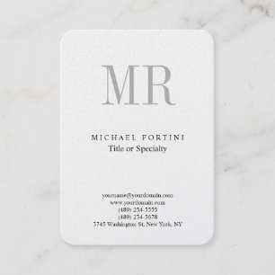 Klassiskt monogram Grått White Minimalist Plain Visitkort