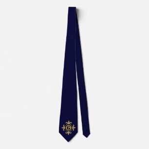 Klassiskt Monogram guld Fleur De Lis blue Slips