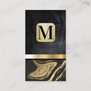 Klassiskt monogram Guld Marble Metallic Visitkort