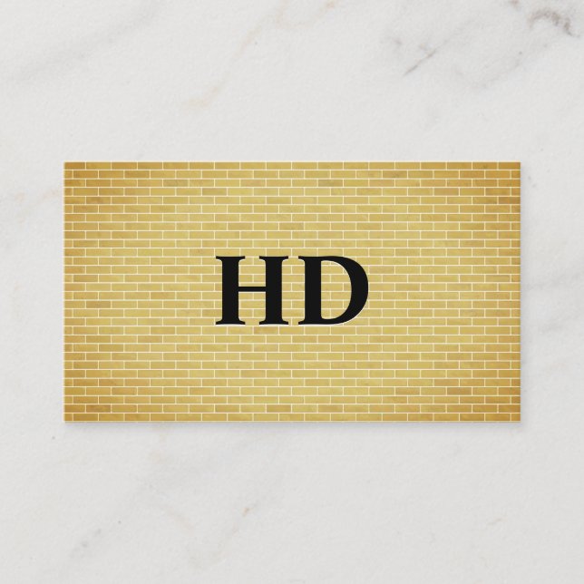 Klassiskt monogram Initialer | Guld Brick Wall Visitkort (Framsida)