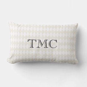 Klassiskt Monogram Initialer Harlequin Diamond Bla Lumbarkudde