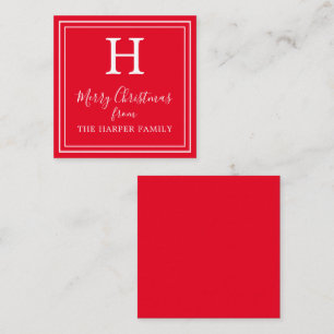 Klassiskt monogram julklappskort för julklapp anteckningskort