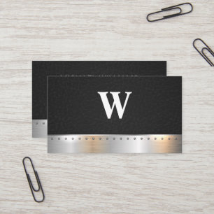 Klassiskt monogram Läderriveter Metall Visitkort