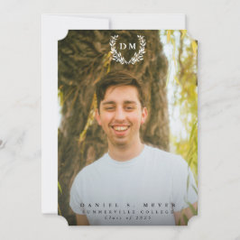 Klassiskt Monogram/ Laurel-utandning 2 Foto Studen Meddelande