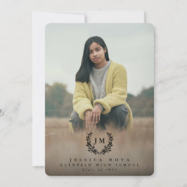 Klassiskt Monogram/ Laurel-utandning 2 Foto Studen Meddelande