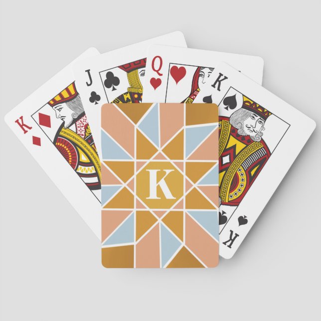 Klassiskt monogram med 8-sidig stjärna Mönster Casinokort (Baksidan)