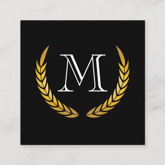 Klassiskt monogram med Chic Decorative Inslag Fyrkantigt Visitkort (Framsida)