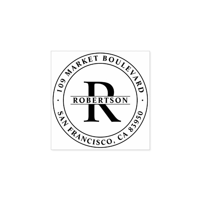 Klassiskt monogram med Namn och Returadress Stämpel (Tryck)