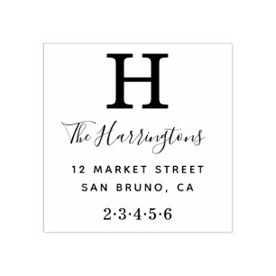 Klassiskt monogram med Namn och Returadress Stämpel