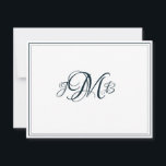 Klassiskt Monogram Navy & White Flourish Script Tack Kort<br><div class="desc">Klassisk,  elegant,  professionell,  marin och vit smak skript med monogrammet - platta tack. perfekt för affärskorrespondens. Det här är platta anteckningskort. Om du vill ha Mappar-kort går du till grund på sidan där det står "Överför den här designen" och väljer Mapp tack.</div>
