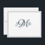 Klassiskt Monogram Navy & White Flourish Script Tack Kort<br><div class="desc">Klassisk,  elegant,  professionell,  marin och vit smak skript med monogrammet - platta tack. perfekt för affärskorrespondens. Det här är platta anteckningskort. Om du vill ha Mappar-kort går du till grund på sidan där det står "Överför den här designen" och väljer Mapp tack.</div>