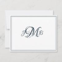 Klassiskt Monogram Navy & White Flourish Script