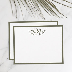 Klassiskt monogram Oliv grönt Anteckningskort