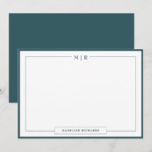 Klassiskt monogram Smoke Grönt Gräns Stationery