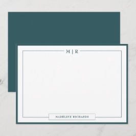 Klassiskt monogram Smoke Grönt Gräns Stationery Anteckningskort