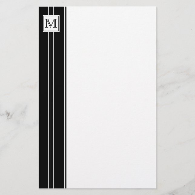 Klassiskt monogram stripe-lager brevpapper (Framsida)