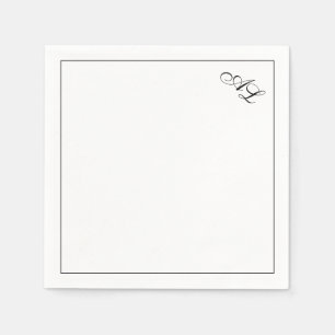 Klassiskt Monogram, svart och vit, traditionell Br Pappersservett