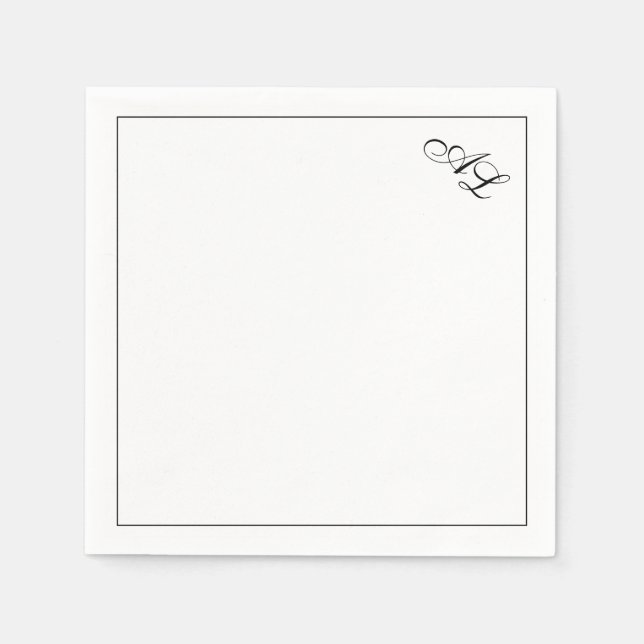 Klassiskt Monogram, svart och vit, traditionell Br Pappersservett (Framsidan)