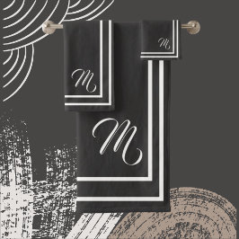 Klassiskt Monogram, svart/vitt bath Towel