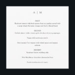 Klassiskt monogram Vit Personligt bröllp-kvadrat Meny<br><div class="desc">Anpassningsbar klassisk minimalistisk meny för monogram traditionell typografi Bröllop i svartvitt</div>