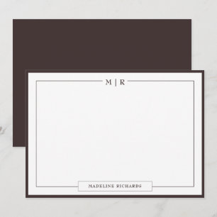 Klassiskt monogram Wenge Gräns Stationery Anteckningskort
