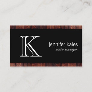Klassiskt monogram Wood Visitkort