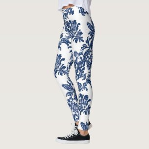 Klassiskt mönster för blå marktumlare leggings