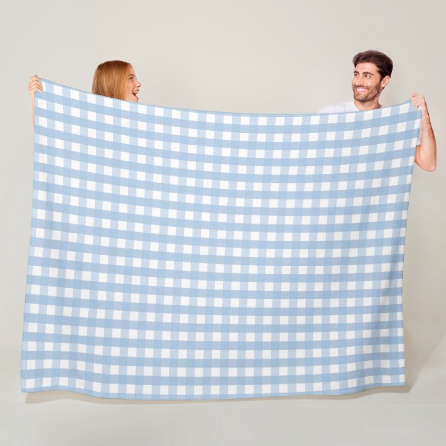 Klassiskt mönster i blå och vit gingham fleecefilt (På plats)
