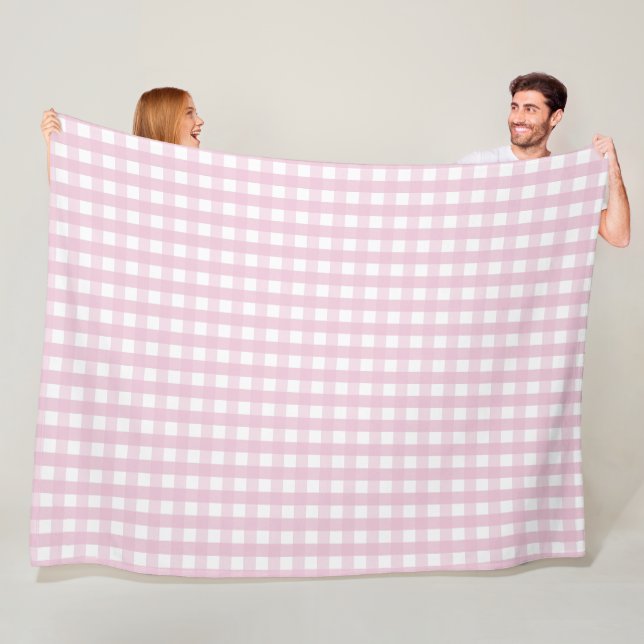 Klassiskt mönster i rosa och vit gingham fleecefilt (På plats)