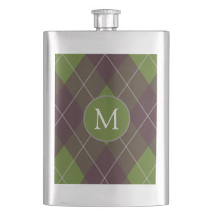 Klassiskt mönster med mörkgrönt argyle-monogram fickplunta