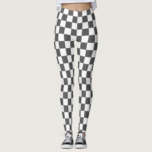 Klassiskt mörkgrått schackbräde leggings (Framsida)