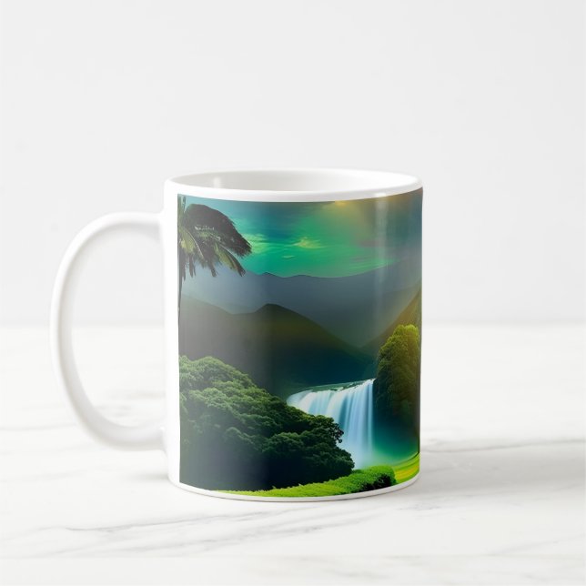 Klassiskt Mugg, 325 ml vacker tropisk design Kaffemugg (Vänster)