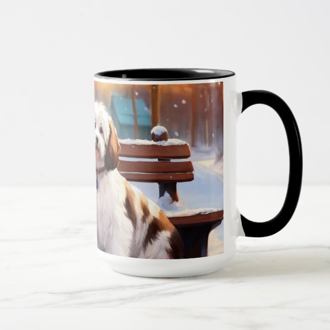 Klassiskt mugg av en söt flicka med HUND (Höger)