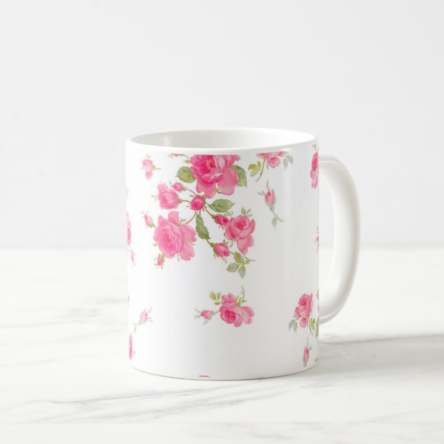 Klassiskt Mugg med rosa ros (Framsida höger)
