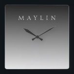 Klassiskt Namn eller Ord | Övertonat Grått Fyrkantig Klocka<br><div class="desc">Anpassningsbar elegant för namn,  efternamn eller annan text.</div>