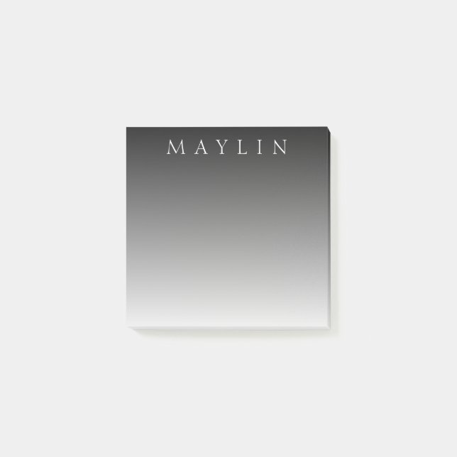 Klassiskt Namn eller Ord | Övertonat Grått Post-it Block (Framsida)