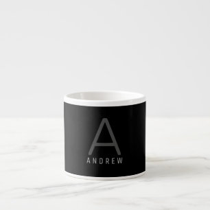 Klassiskt Namn Monogrammed Black & White Espressomugg