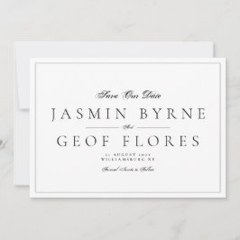 Klassiskt NAMN | Svartvit, traditionell Bröllop Spara Datumet