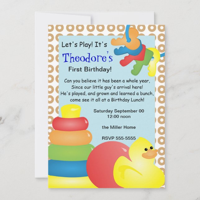 Klassiskt nostalgiskt Leksaker Inbjudningar (Framsida)