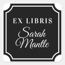Klassiskt noterat bokmärke Gräns Ex Libris Namn Fyrkantigt Klistermärke