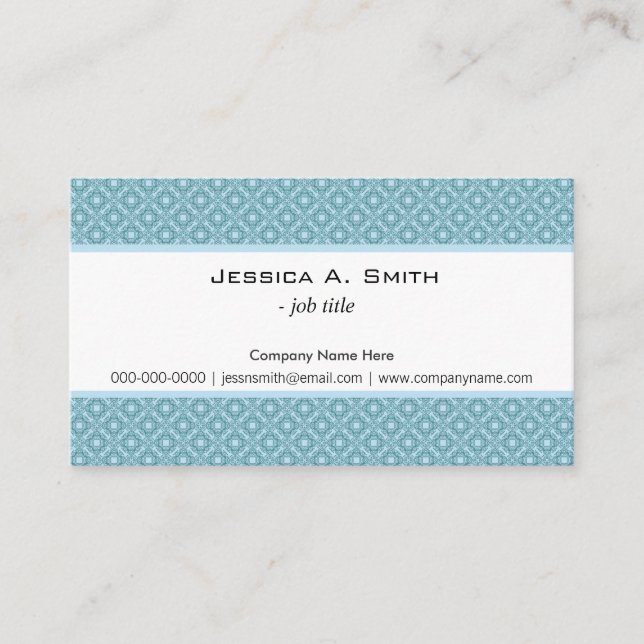 Klassiskt och elegant blått, sömlöst mönster visitkort (Framsida)