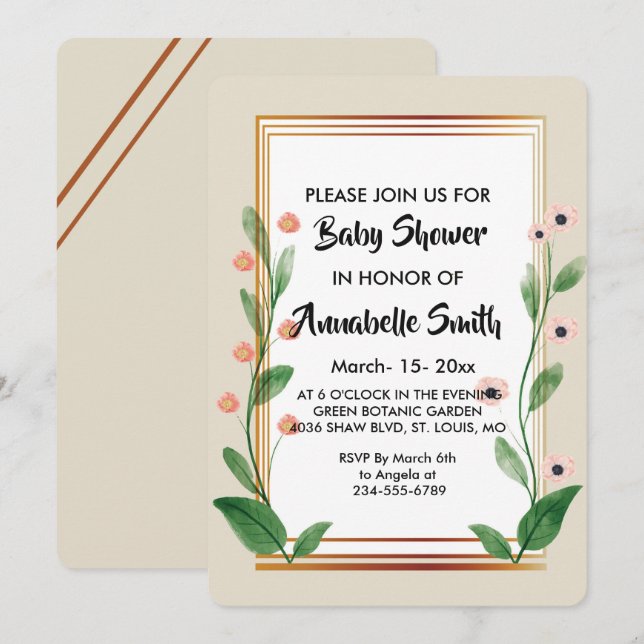 Klassiskt och Elegant sofistikerat babyskor Inbjudningar (Fram/baksida)