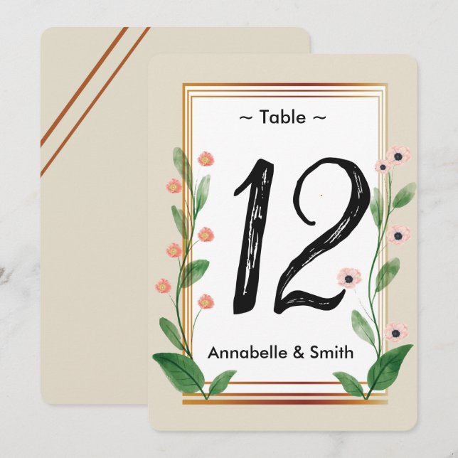 Klassiskt och Elegant - sofistikerat bordsnummer (Fram/baksida)