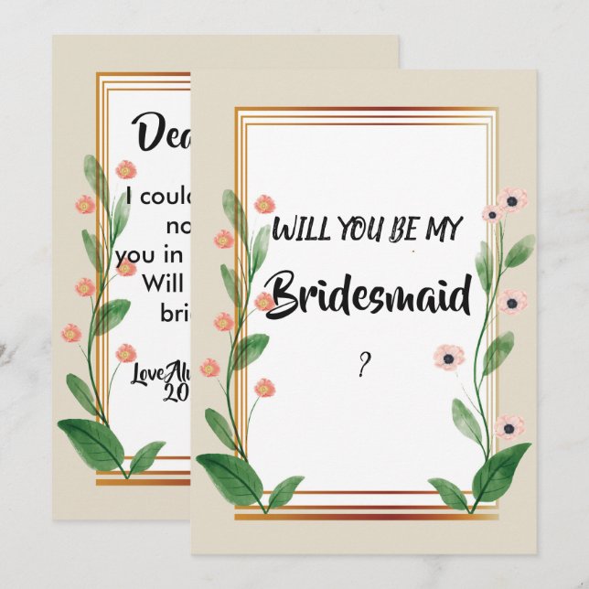 Klassiskt och Elegant, sofistikerat Bridesmaid Inbjudningar (Fram/baksida)