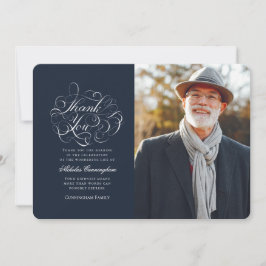 Klassiskt och enkelt calligrafiskt foto tack kort