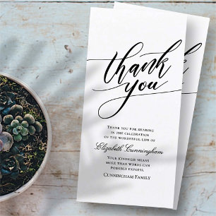 Klassiskt och enkelt calligrafiskt minnesmärke tack kort