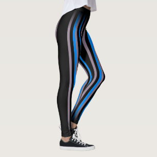 Klassiskt och klassblått svart Grått Lodrät Ran Leggings