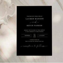 Klassiskt och minimalistiskt svart och vitt bröllo inbjudningar